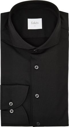 Fakts Slim Fit Vrijetijdsoverhemd Stretch - Heren - Casual Overhemden - Zwart - 2XL - Overhemden