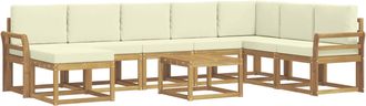 vidaXL Conjunto De Sof&aacute;s De Exterior 9 Uds. Blanco Y Crema Vidaxl