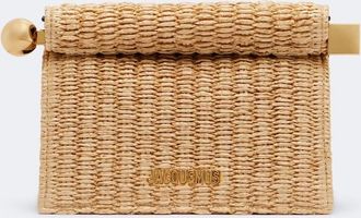 Jacquemus Rond Carr&eacute; Small raffia-effect clutch