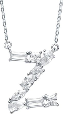 Genevive Silver Cz Initial Necklace