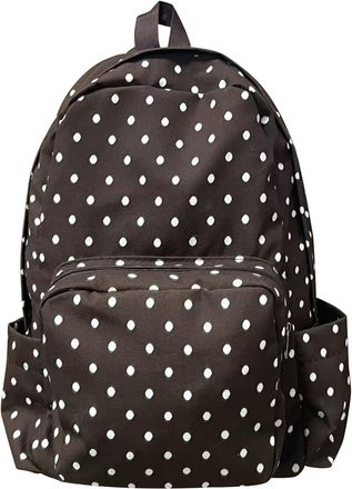 Generic Women Canvas Polka Dot Small Backpack Adjustable Strap for School Work Daily Use (Coffee)