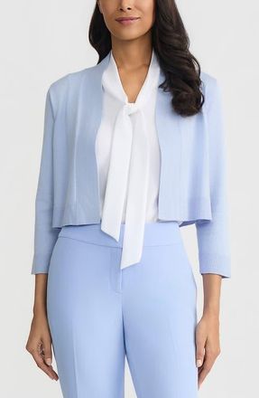 Kasper Kissing Front Crop Cardigan in Blue Ice at Nordstrom, Size X-Large P