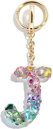 BaubleBar Crystal Initial Key Ring Bag Charm in Clear Multi - J at Nordstrom
