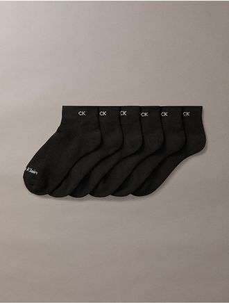 Calvin Klein Womens Basic Cushion Quarter 6-Pack Socks - Black