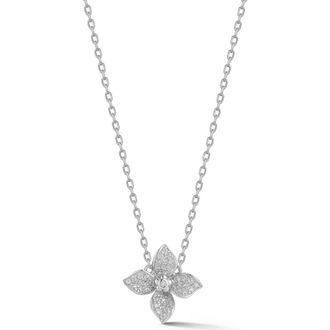 Sphera Milano CZ Pav&eacute; Flower Pendant Necklace in Silver at Nordstrom Rack