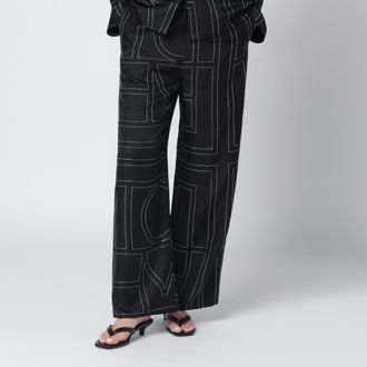 Toteme Pantalone pigiama Monogram in seta nero