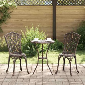vidaXL Set Bistro Da Giardino 3 Pcs Bronzo Alluminio - Vidaxl