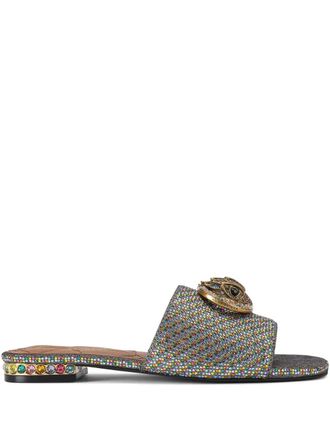 Kurt Geiger Chelsea rhinestone-embellished slide sandals - women - Fabric/Glass Fiber/Calf Leather/Rubber - 37 - Grey