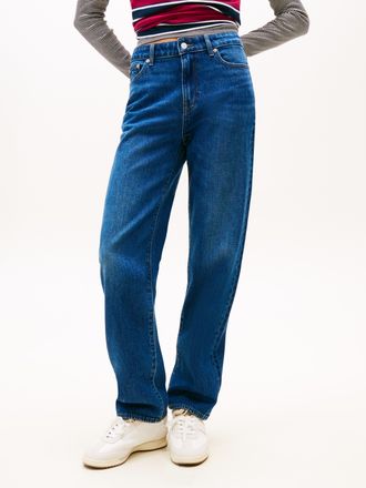 Tommy Jeans Straight-Jeans TOMMY JEANS KIRA MR SLIM STR, Damen, Gr. 27, L&auml;nge 32, denim schwarz, Denim/Jeans, Obermaterial: 99% Baumwolle, 1% Elasthan, Abriebeffe
