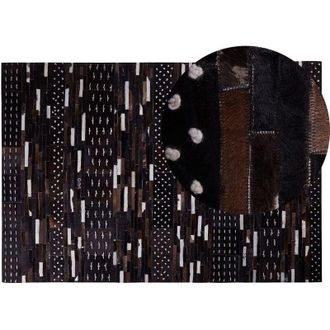 Beliani Rug AKSEKI Dark Brown 140 x 200 cm Leather