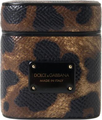 Dolce & Gabbana Phone Accessories, female, Brown, Size: ONE SIZE Airpod Case Leopard Print