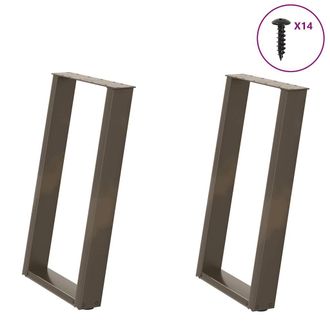 Berkfield Home vidXL Dining Table Legs U-Shaped 2 pcs Natural Steel 50x(72-73) cm Steel in Brown