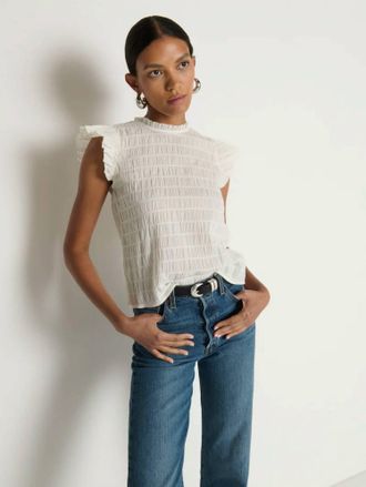 Nation Ltd Ashley Ruffle Tank In Porcelain