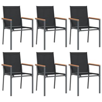 vidaXL Vidaxl - Sillas De Jard&iacute;n 6 Uds Textilene Y Acero Negro 55x61,5x90 Cm