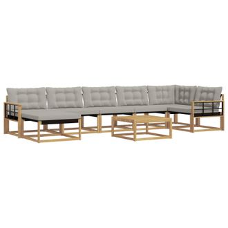vidaXL Conjunto De Sof&aacute;s De Exterior 8 Pcs Blanco Y Gris Claro Vidaxl