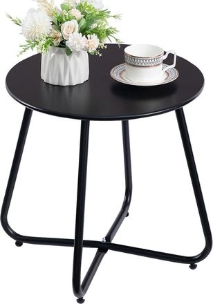 OEM Mesa Peque&ntilde;a De Comedor Para Exteriores, Mesa De Jard&iacute;n Y Balc&oacute;n, Mesa De Centro Redonda, Mesa Auxiliar De Patio, Metal Negro