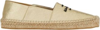 Ferragamo Womens Logo-Embroidered Metallic Espadrilles In Gold