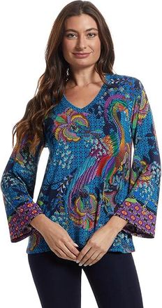 Johnny Was The Janie Favorite V-neck Kimono Sleeve Tee- Thala Womens Clothing Thalassa : 2XL, Rayon/Spandex