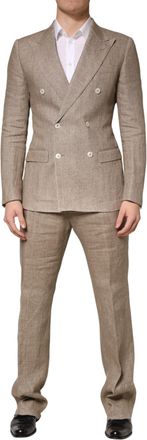 Dolce & Gabbana Beige Linen Double Breasted 2 Piece Men Mens Suit (Pre-Owned)