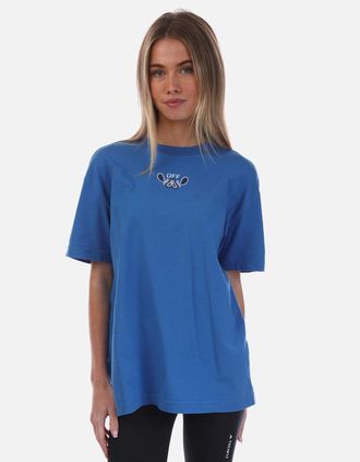 Off-white Womens Embroidered Bandana Arrow Casual T-Shirt - Blue - Size: 10