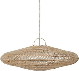 Bazar Bizar L&aacute;mpara colgante de hierro y rat&aacute;n en marr&oacute;n 150x150x47 cm