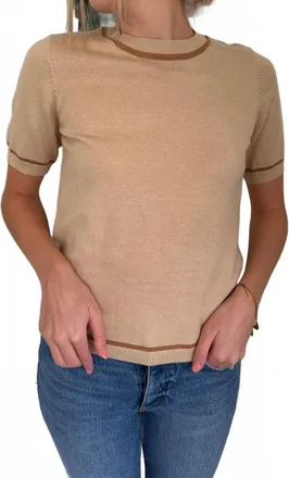 Pinch Design Tessa Wool Knit Short Sleeve Top In Beige