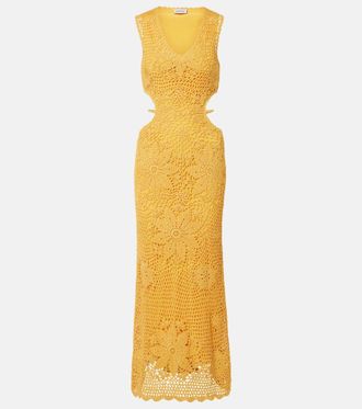 SIMKHAI Lyla crochet floral cotton maxi dress