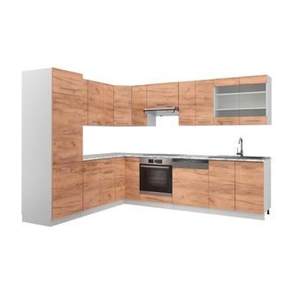 Vicco Cocina Esquinera Fame-line, Oro Potencia Roble/blanco, 227 X 287 Cm, Et M&aacute;rmol