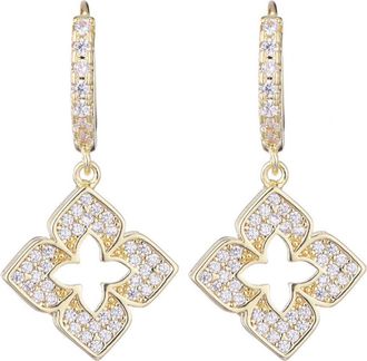 Adornia Cubic Zirconia Clover Drop Huggie Hoop Earrings in Gold at Nordstrom Rack