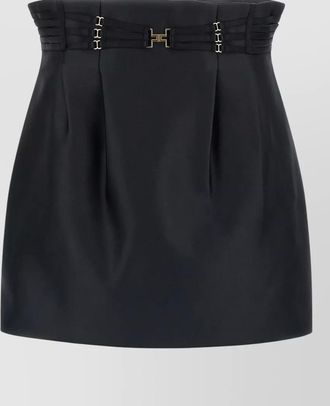 Elisabetta Franchi high waist pleated mini skirt buckle