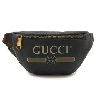 Gucci Black Green Red Color Leather Fanny Pack (Pre-Owned)
