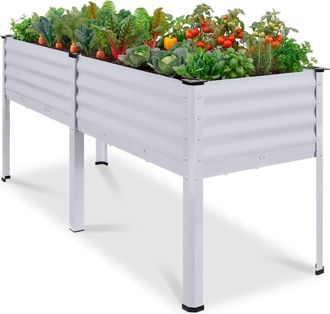 Best Choice Products 72x24x30in Non Toxic Elevated Galvanized Metal Garden Bed Corner Protectors