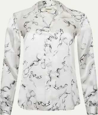 L'agence Multi Mix Chain Dani Silk Blouse