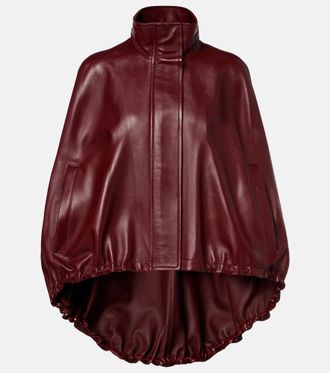 Balenciaga Asymmetric gathered leather cape
