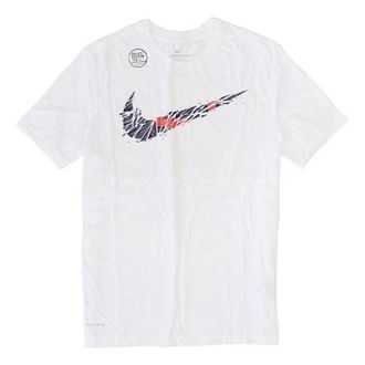 Nike DRI-FIT Big Swoosh Basketball Round Neck Short Sleeve White BQ3658-100