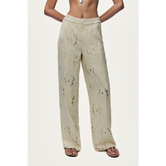 Nocturne Jacquard Wide Leg Trousers in Ivory at Nordstrom, Size X-Small