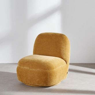 Maisons du monde Sillón giratorio aterciopelado ocre