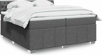 vidaXL Vidaxl - Cama Box Spring Con Colch&oacute;n Tela Gris Oscuro 200x200 Cm