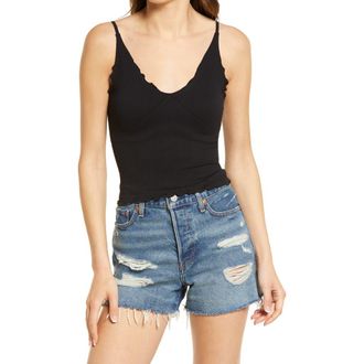 Free People Easy to Love Rib Crop Cami in Black at Nordstrom Rack, Size X-Small/small