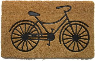 Imports Decor Embossed Bicycle Coir Door Mat, Vintage Bike Design Coconut Fiber Doormat with Non-Slip PVC Backing, Indoor Outdoor Entrance Rug