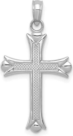 Diamond2Deal 14K White Gold Fleur De Lis Cross Pendant