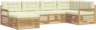 vidaXL Conjunto De Sof&aacute;s De Exterior 6 Uds. Blanco Y Crema Poli&eacute;ster Vidaxl