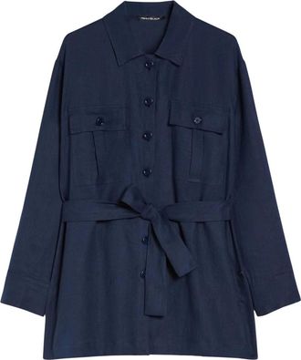 Pennyblack Dames, Blouses & Shirts, Blauw, Maat: 2XL Linnen