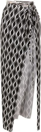 Amir Slama wave-print slit maxi skirt - women - Polyamide/Elastane - GG - Black