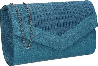 Swankyswans Ruth Womens Sparkly Shiny Party Prom Wedding Evening Clutch Bag Purse (Blue)