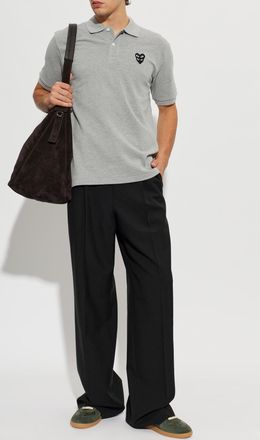 Comme Des Gar&ccedil;ons Comme Des Gar&ccedil;ons Play Cotton Polo Shirt With Logo Patch, Mens, Grey