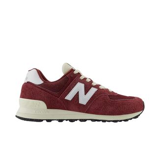 New Balance Unisex-Adult 574 V2 Varsity Suede Sneaker, Classic Crimson/White/Angora, 12.5 Wide Women/11 Men
