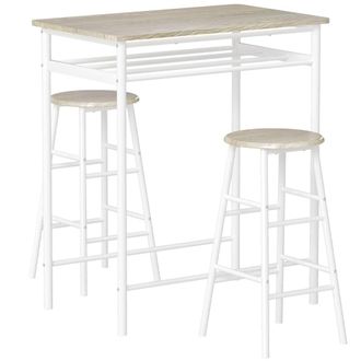HOMCOM Conjunto de bar 80x50x90 cm blanco