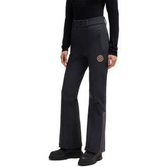 HUGO BOSS Womens Kern Ski Solid Patterned Flared Ski Pants in Black - Size 16 UK