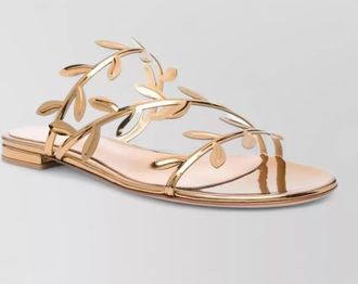 Gianvito Rossi patent leather leaf-pattern flat sandals